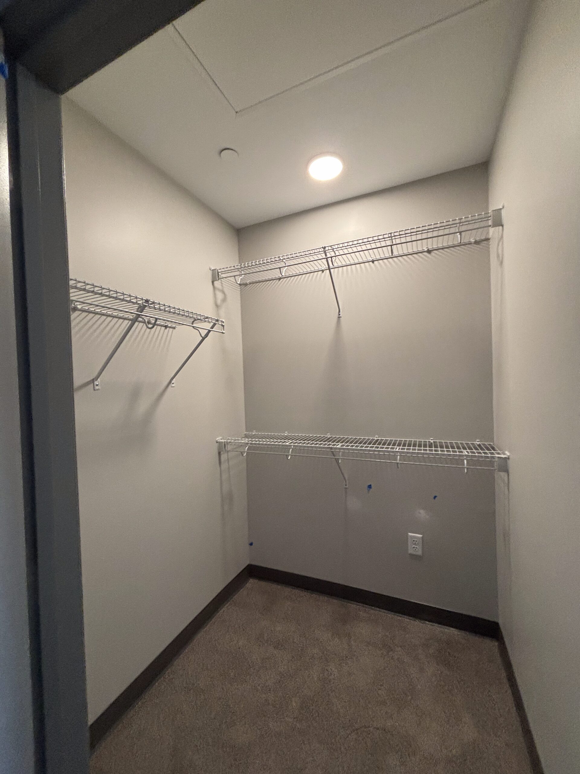 View of the closet of the bedroom of a 2 bedroom affordable living apartment.